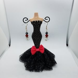 Red and Black Acrylic Crystal Earrings